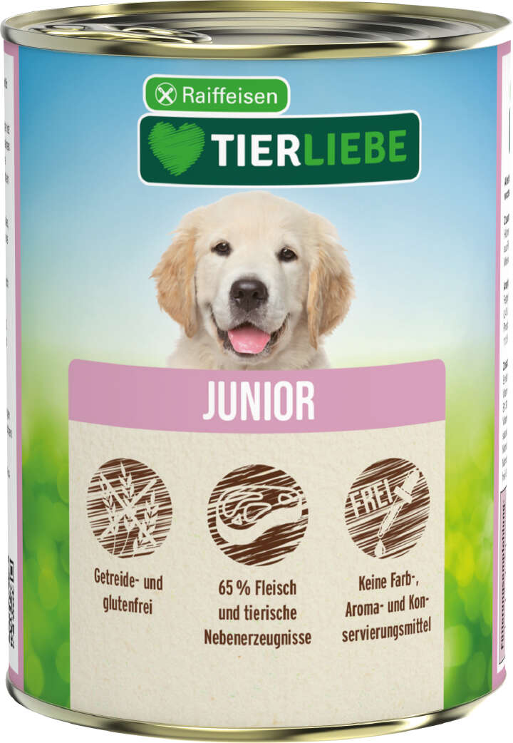 TIERLIEBE Hunde-Nassfutter Junior mit Huhn, Rind & Möhren